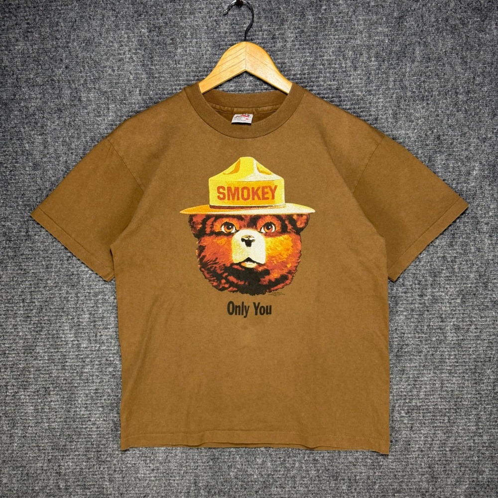 Vintage 90s Smokey Bear Anvil T-Shirt "Only You" Graphic Tee Made in USA Medium